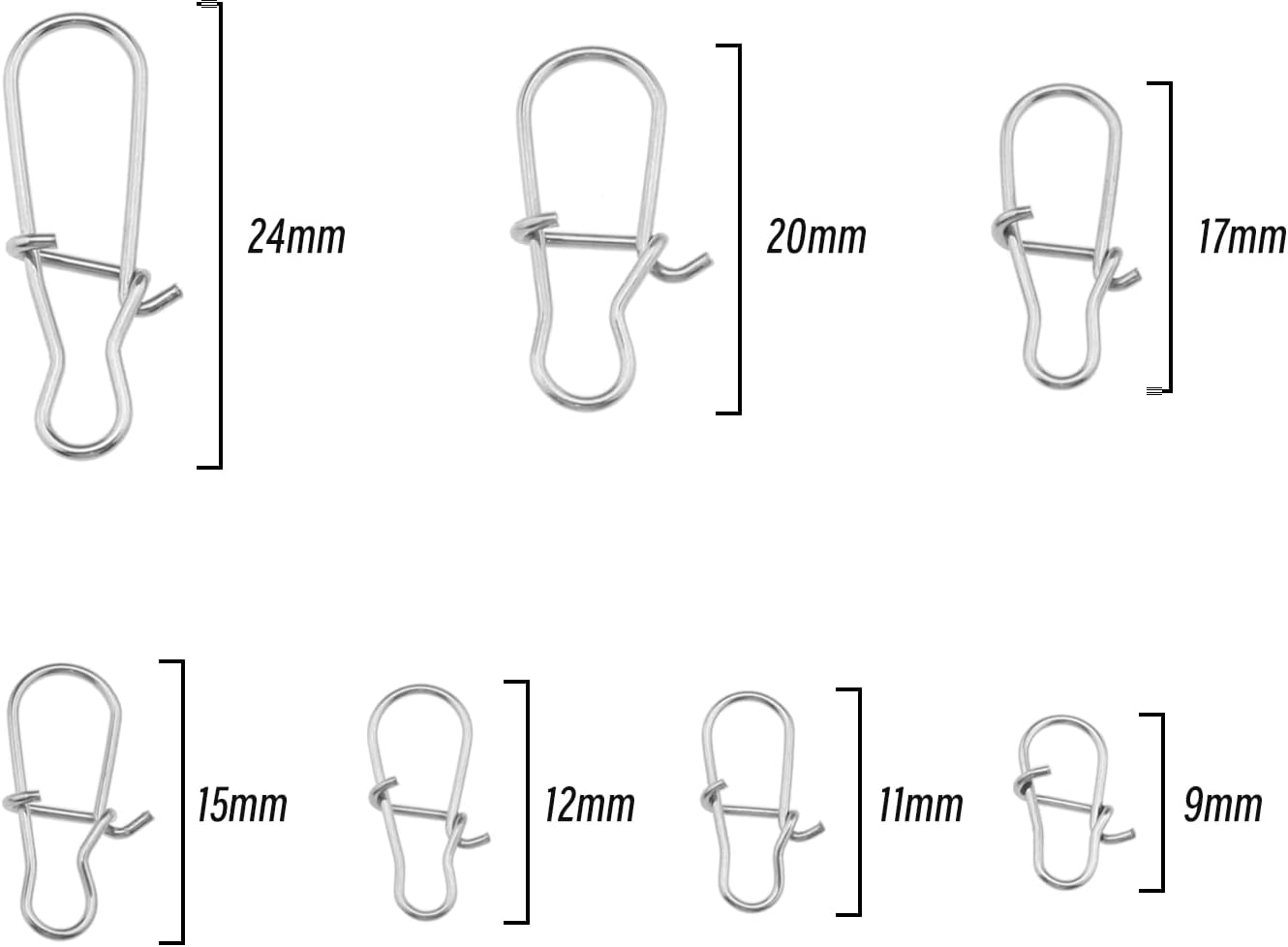 SING F LTD 140Pcs Rotating Slide Bait Hook Connectors Replacement Stainless Steel Fishing Lure Hook Connector Fishing Accessories Silver image number 6