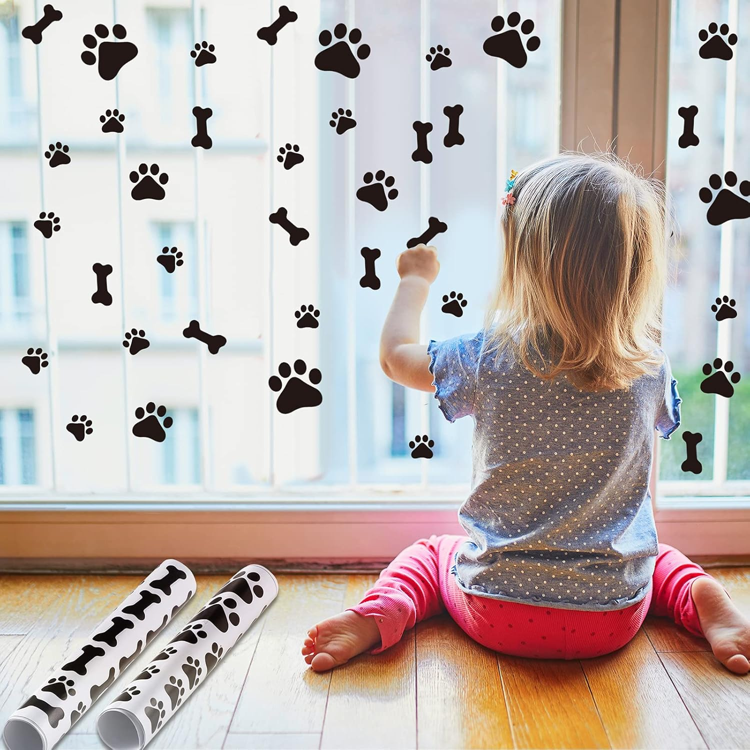 Epakh Dog Paw and Bone Print Stickers Removable Puppy Paw Wall Decals Decoration Animal Footprint Gifts for Dog Lover Bedroom Living Room(Dog Paw) image number 2