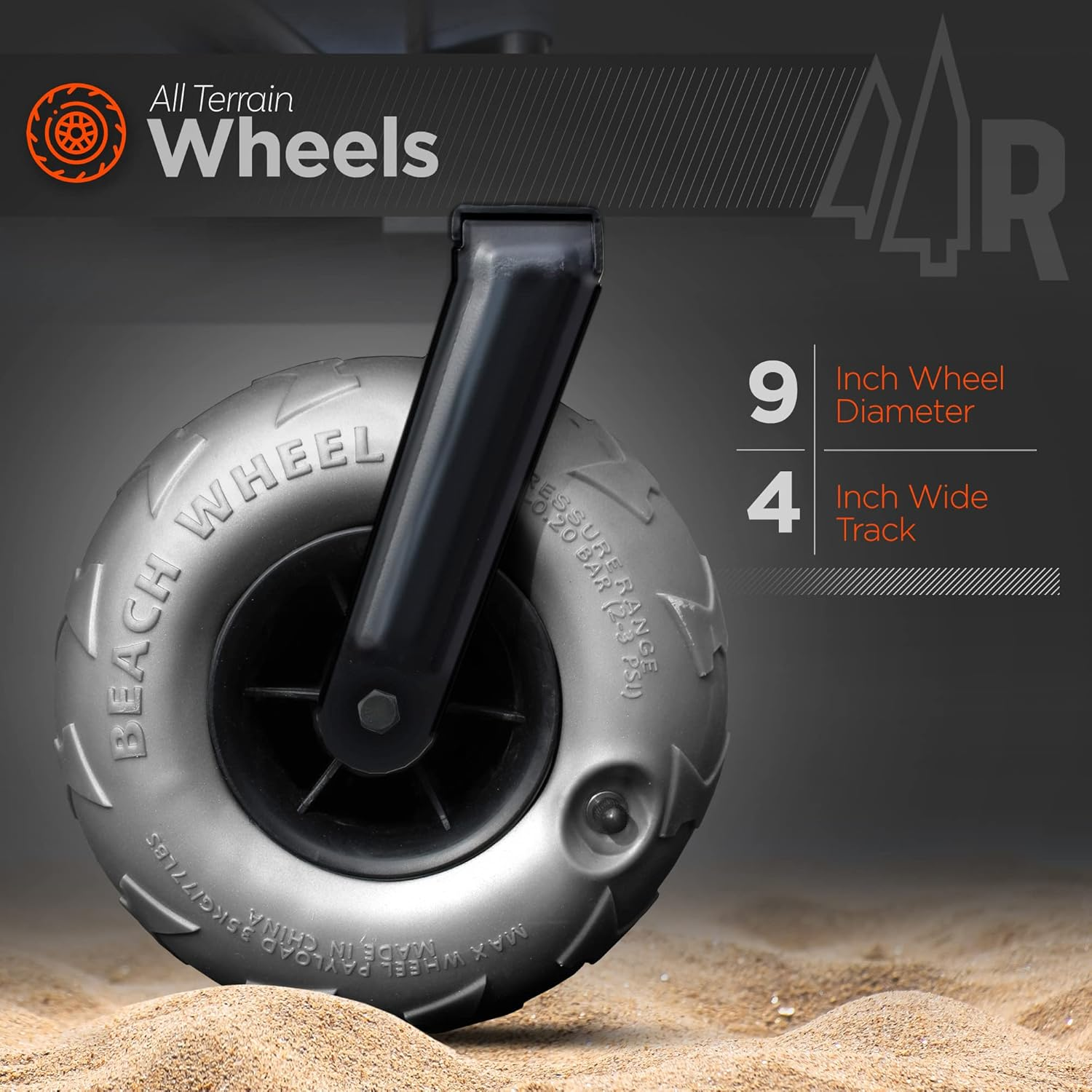 Beach Trolley Wagon with Big Wheels for Sand - All Terrain Steel Frame Utility Cart with 9" Pneumatic Tires, Collapsible Folding Design (Sand Warrior RX800) Navy Blue image number 1