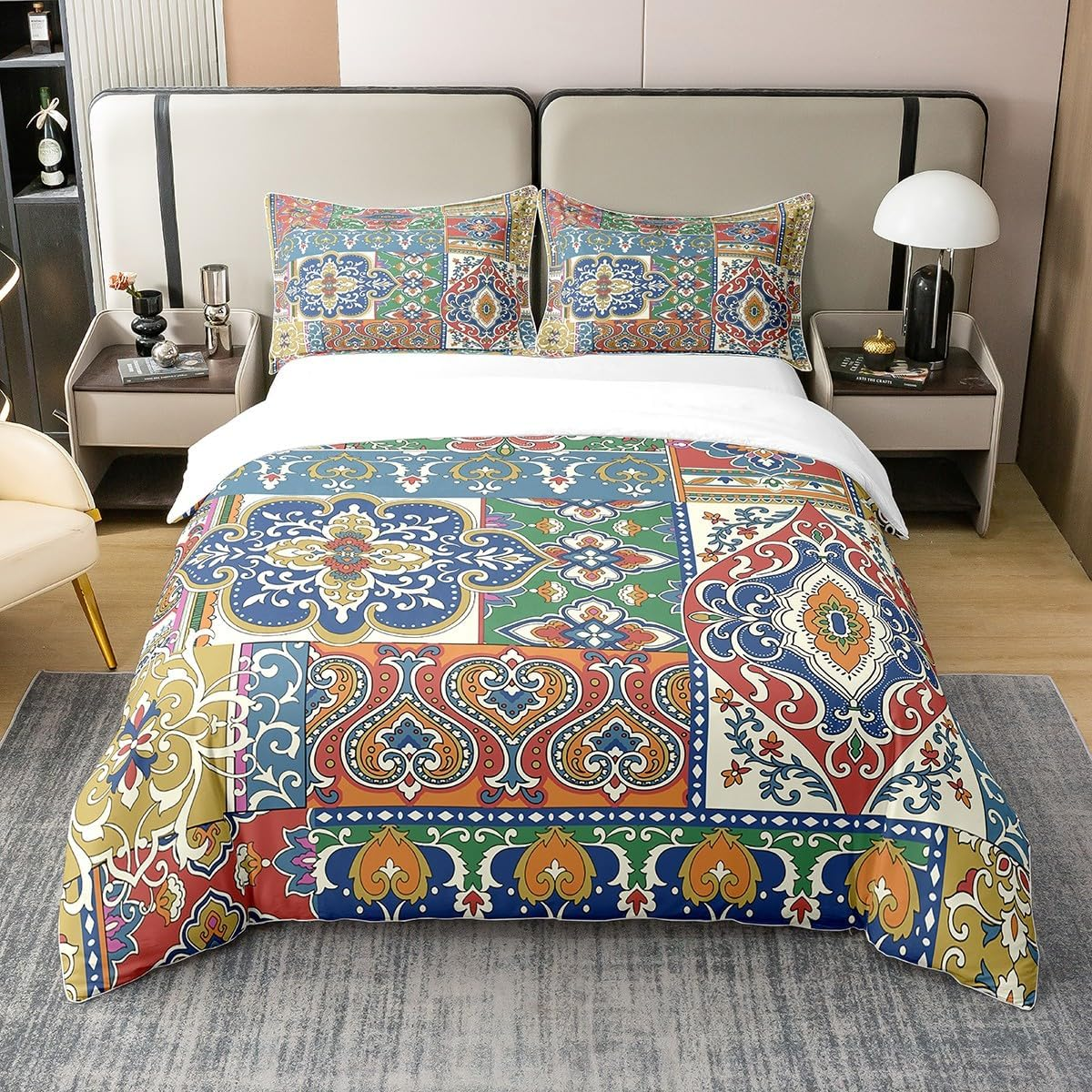 100% Cotton Adult Black Damask Bed Linen Set Antique Victorian Baroque Duvet Cover 220 X 240 Cm Gothic Vintage Floral Comforter Cover Bohemian Exotic Breathable Duvet Cover