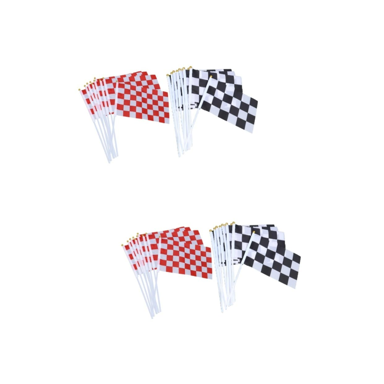 INOOMP 2Sets Race Car Flags Stick Lightweight Mini Hand Flags for Auto Racing Enhance Your Event Decorations 20Pcs*2