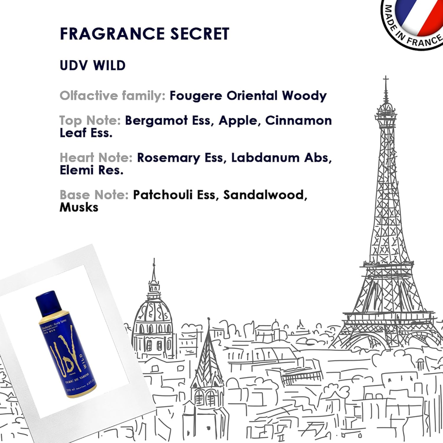 Ulric De Varens UDV Deoderant Body Spray Wild 200Ml image number 1