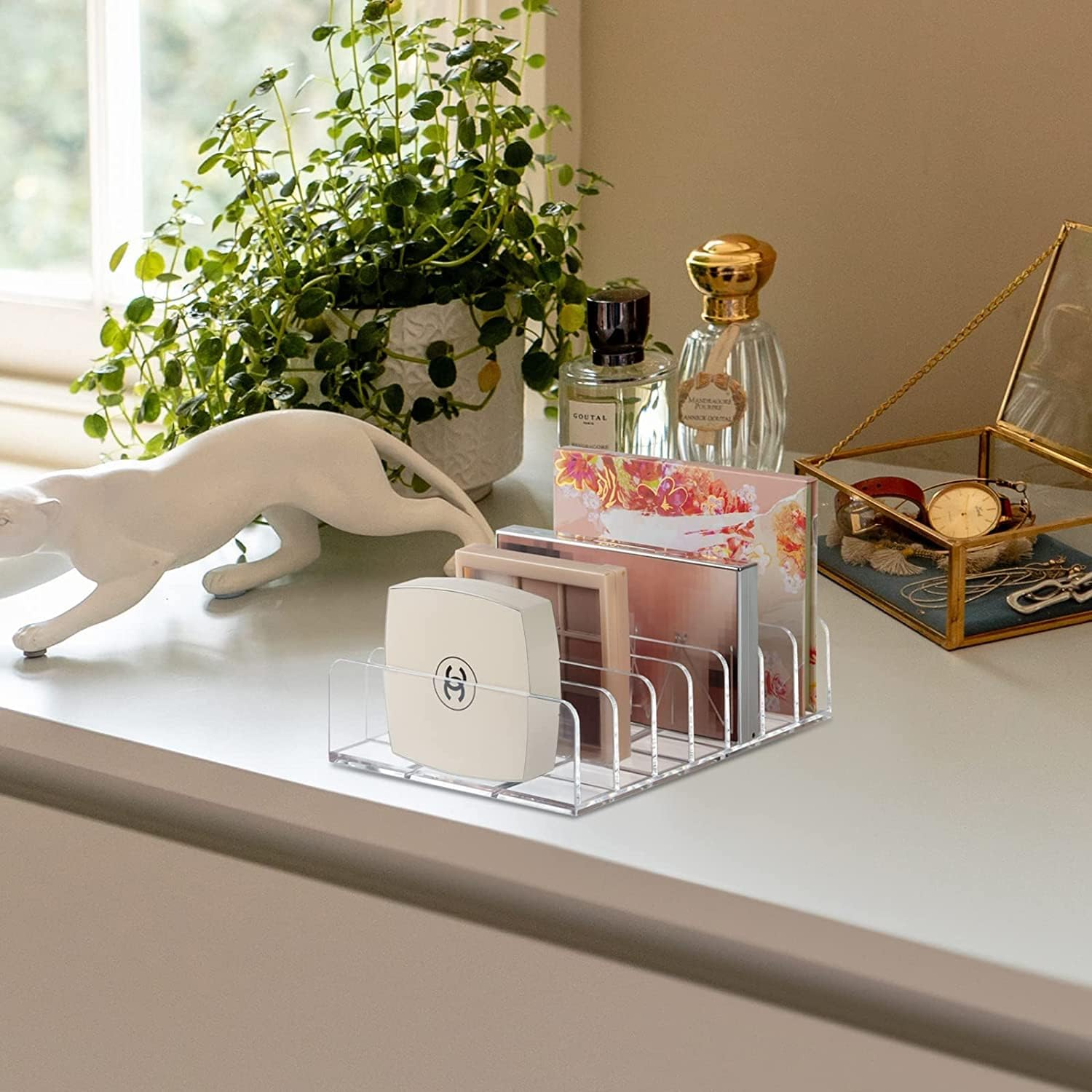 Boxalls 2 Pack Makeup Palettes Organizer, Acrylic Eyeshadow Palette Holder, Clear Make up Organizer Storage Stand, Divided Cosmetic Beauty Organizator for Vanity, Contertop, Cabinet -7 Sections image number 1