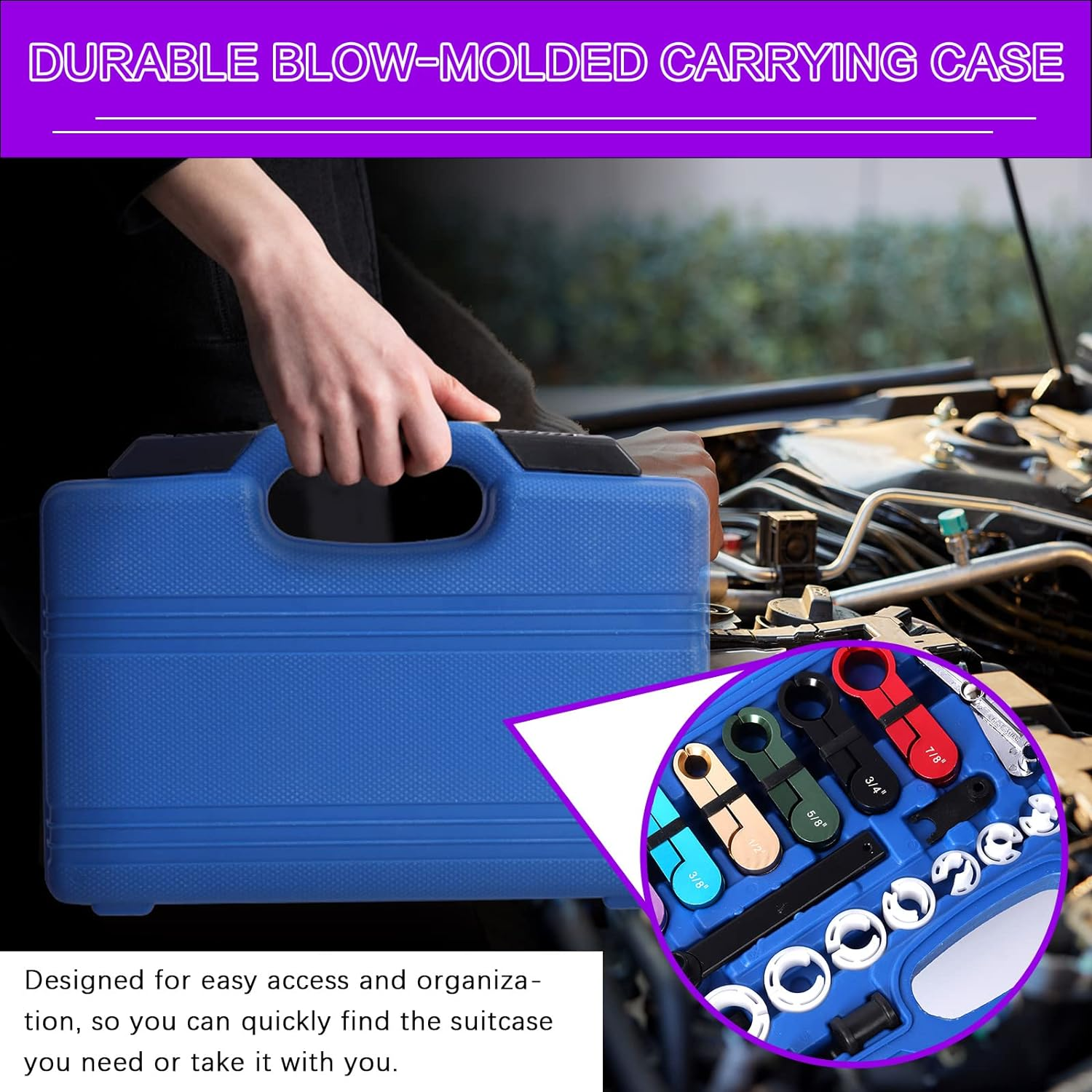 Swpeet 25Pcs Duarble Quick Disconnect Tool Kit, Line Disconnect Tool Set for AC Fuel Line & Transmission Systems Perfect for Fuel Line Automotive Air Conditioner and Transmission Oil Cooler Line image number 3