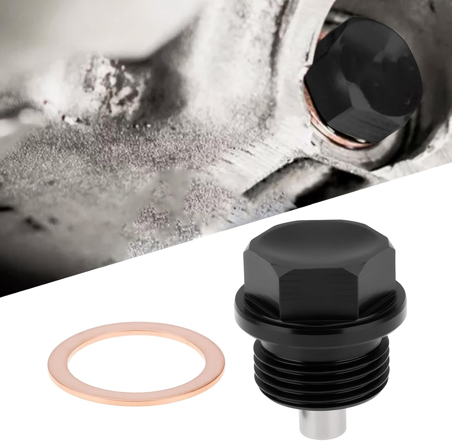 Be in Your Mind 2Pcs M20X1.5 Magnetic Sump Plug with Gaskets Oil Drain Plug for Cars Motorcycles Black