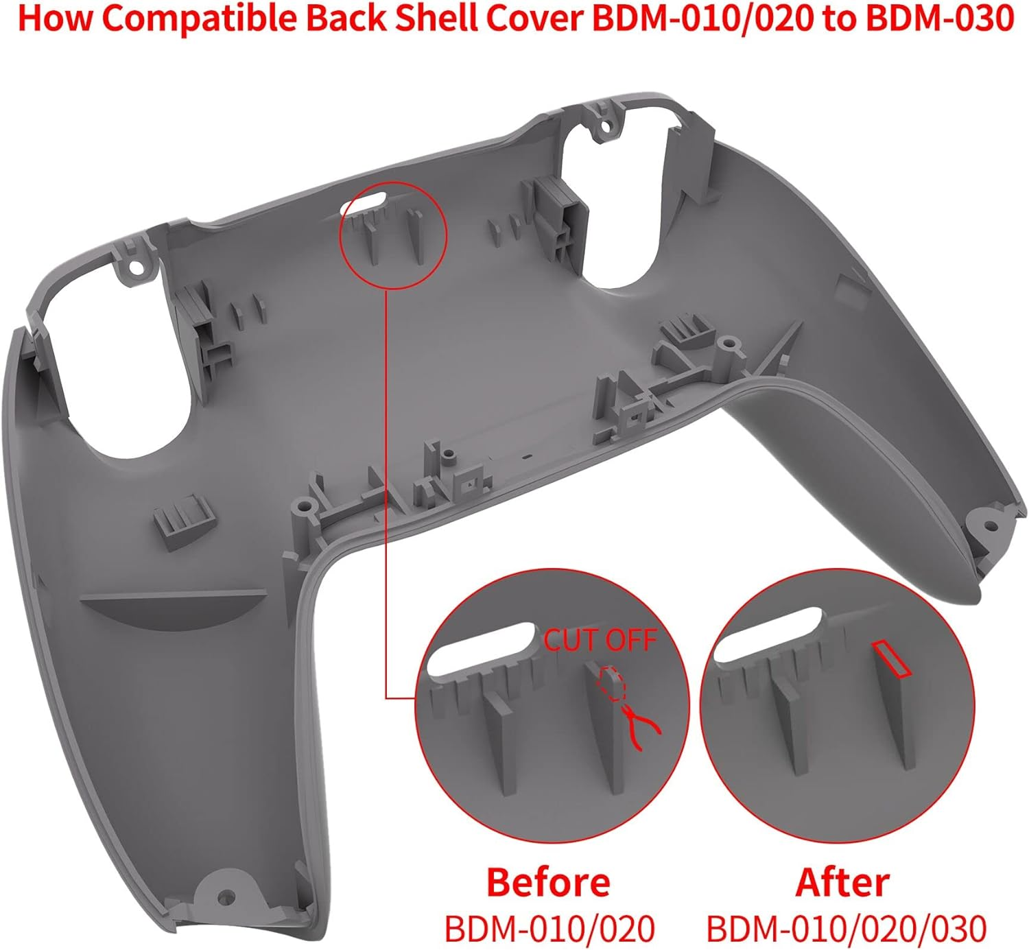 Extremerate Textured Green Non-Slip Custom Back Bottom Shell Compatible with Ps5 Controller, 3D Splashing Cover, Game Improvement Replacement Back Shell Cover Compatible with Ps5 Controller - Graphite Carbon Fiber Pattern image number 2