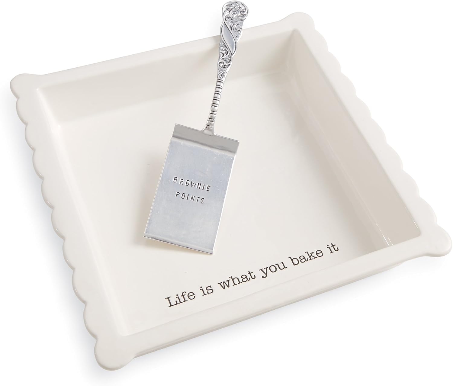 Mud Pie 4801003 Brownie Baker Set, 3.35H X 13.4L X 13.1W, White image number 4