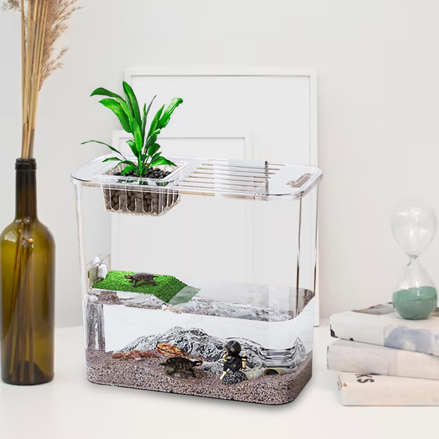 Turtle Aquarium, Transparent Turtle Tank, Turtle Fish Tank, Terrace Turtles Tank, Multifunctional Tortoise Tanks with Clear Design for Turtles and Aquatic Pets, Perfect for Raising and Displaying image number 4