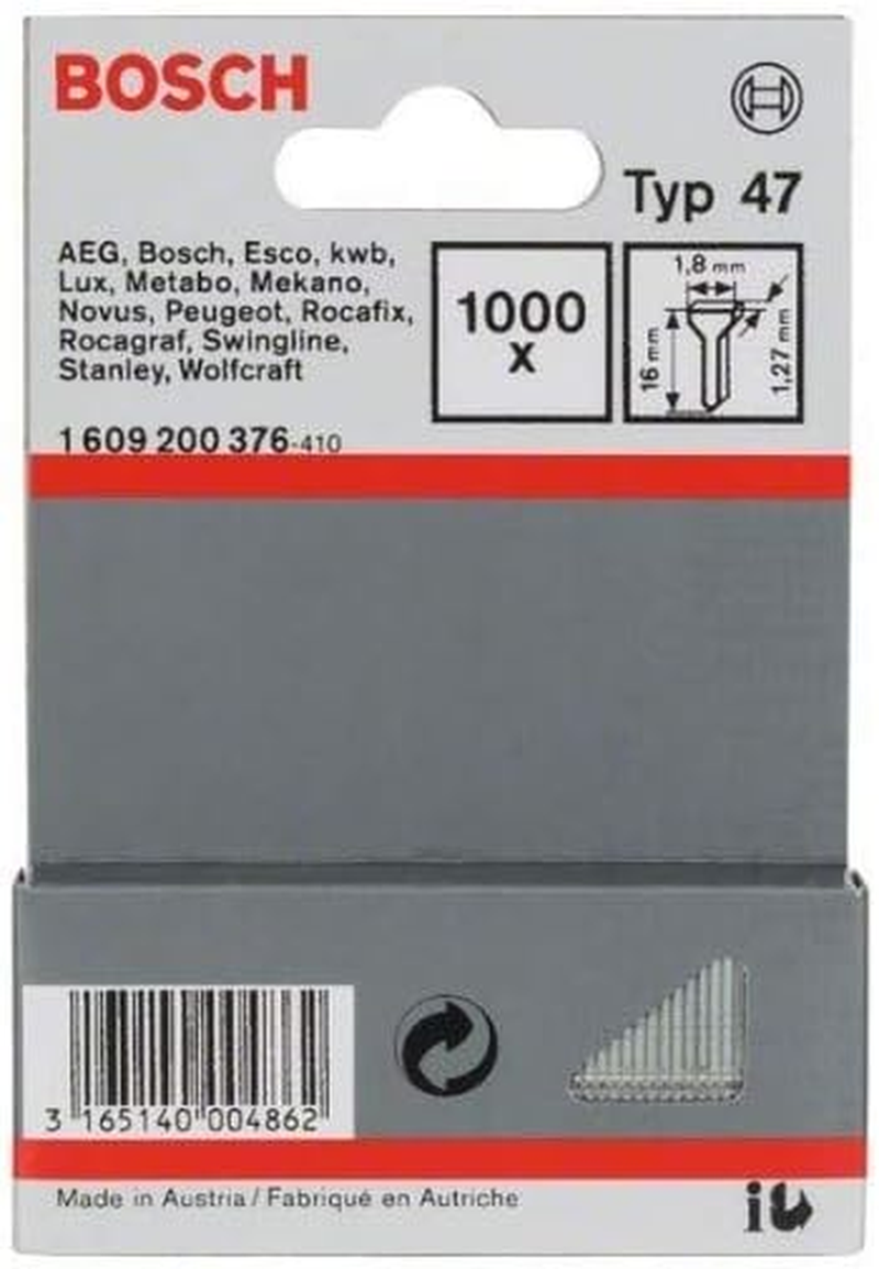 Bosch Professional 1609200376 Nail Type 47, Silver, 1.8 X 1.27 X 16 Mm image number 3