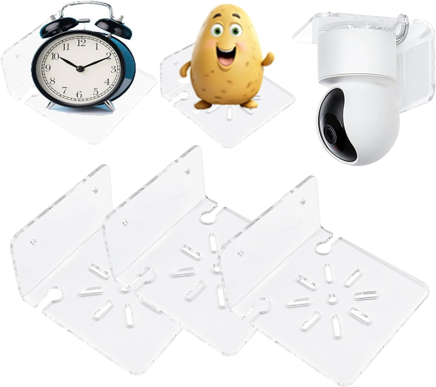 Liyquint 3Pcs Drill Free Wall Mount Shelf for Security Cameras,Wall Mount Floating Shelves, Baby Monitors, Speakers & More, Universal Holder, Strong Adheasive, Easy to Install (3, M) image number 2