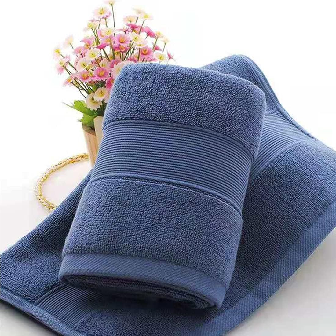 Bathroom Hand Towels 2 Set,Cotton Hand Towel for Bath, Hand, Face, Kitchen, Super Soft, Highly Absorbent, Machine Washable, Size 14" X 30" (Blue)&hellip; - Green image number 2
