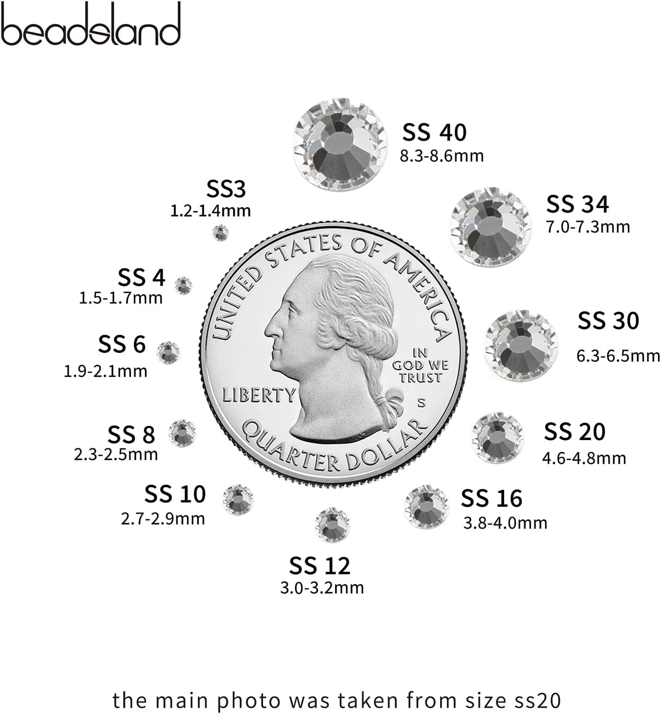 BEADSLAND Hotfix Rhinestones Bulk, 14400PCS Crystal Hot Fix Rhinestones for Crafts Clothes DIY Decoration, Crystal, SS10, 2.7-2.9Mm