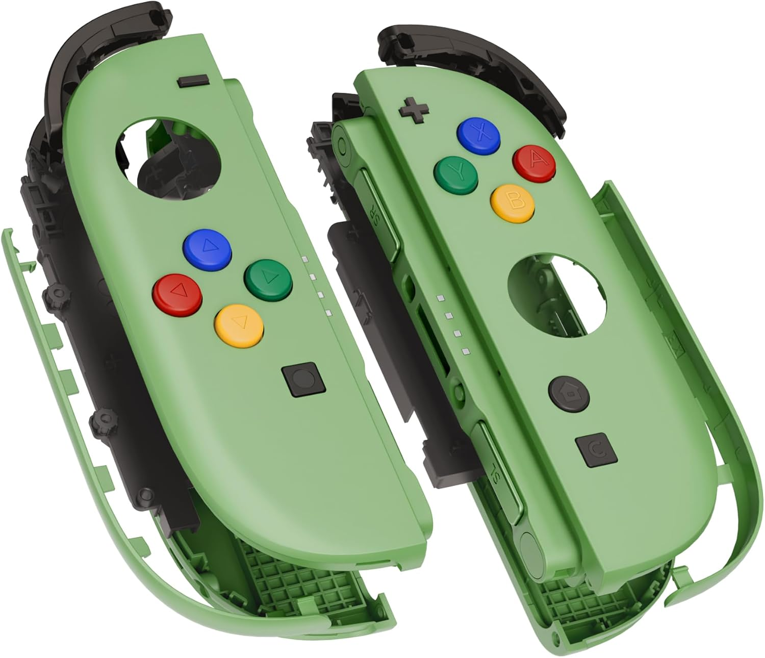 Extremerate DIY Replacement Shell Buttons for Joycon 2, Custom Full Set Housing Case + Decorative Strips + Middle Bracket + Buttons for Nintendo Switch 2 Controller - Deluxe Version - Matcha Green