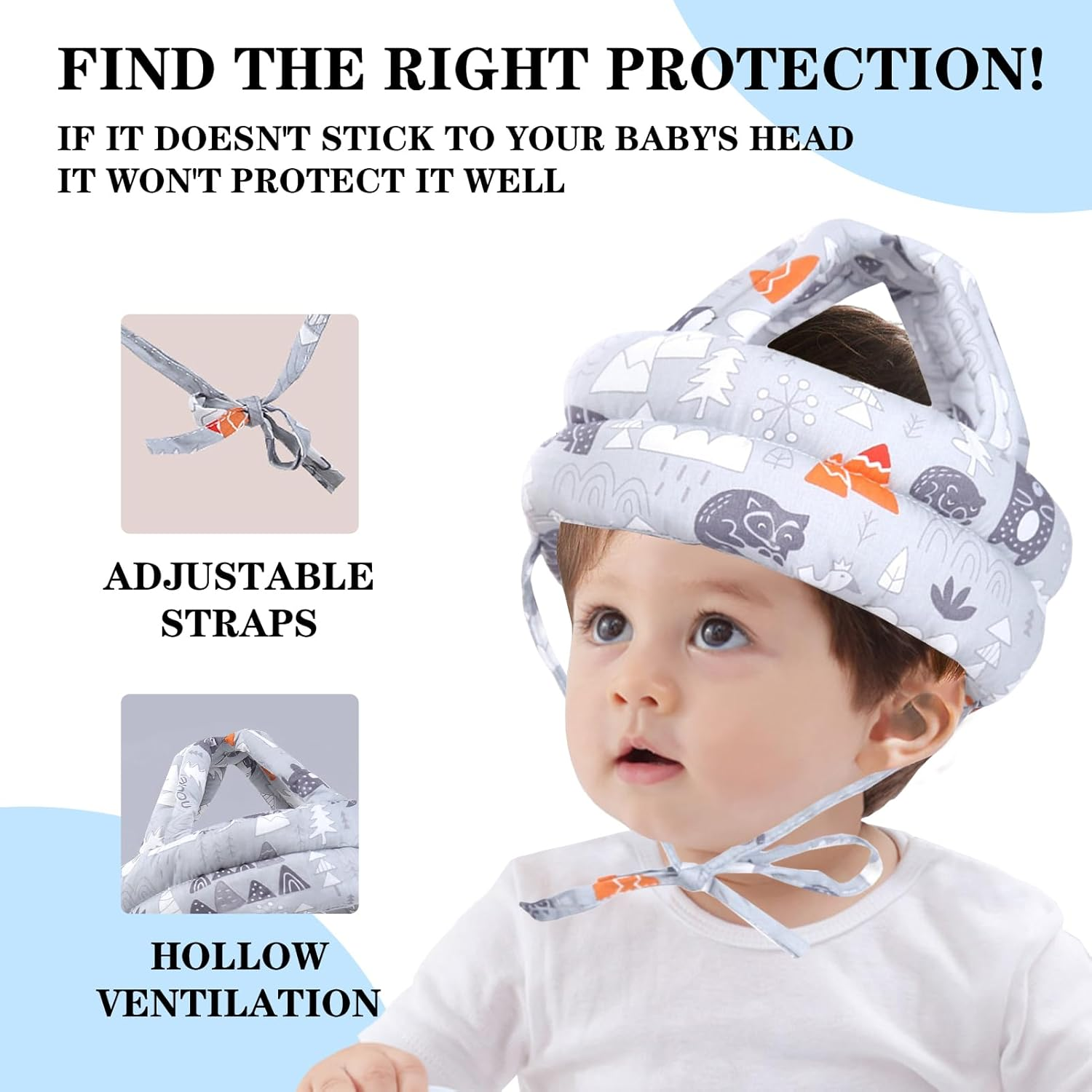 Baby Head Protector Helmet for Crawling and Walking, Infant Safety Headguard for 6-36 Months, Soft Cushion and Secure Design, Baby Head Protection, Safety Helmet image number 3