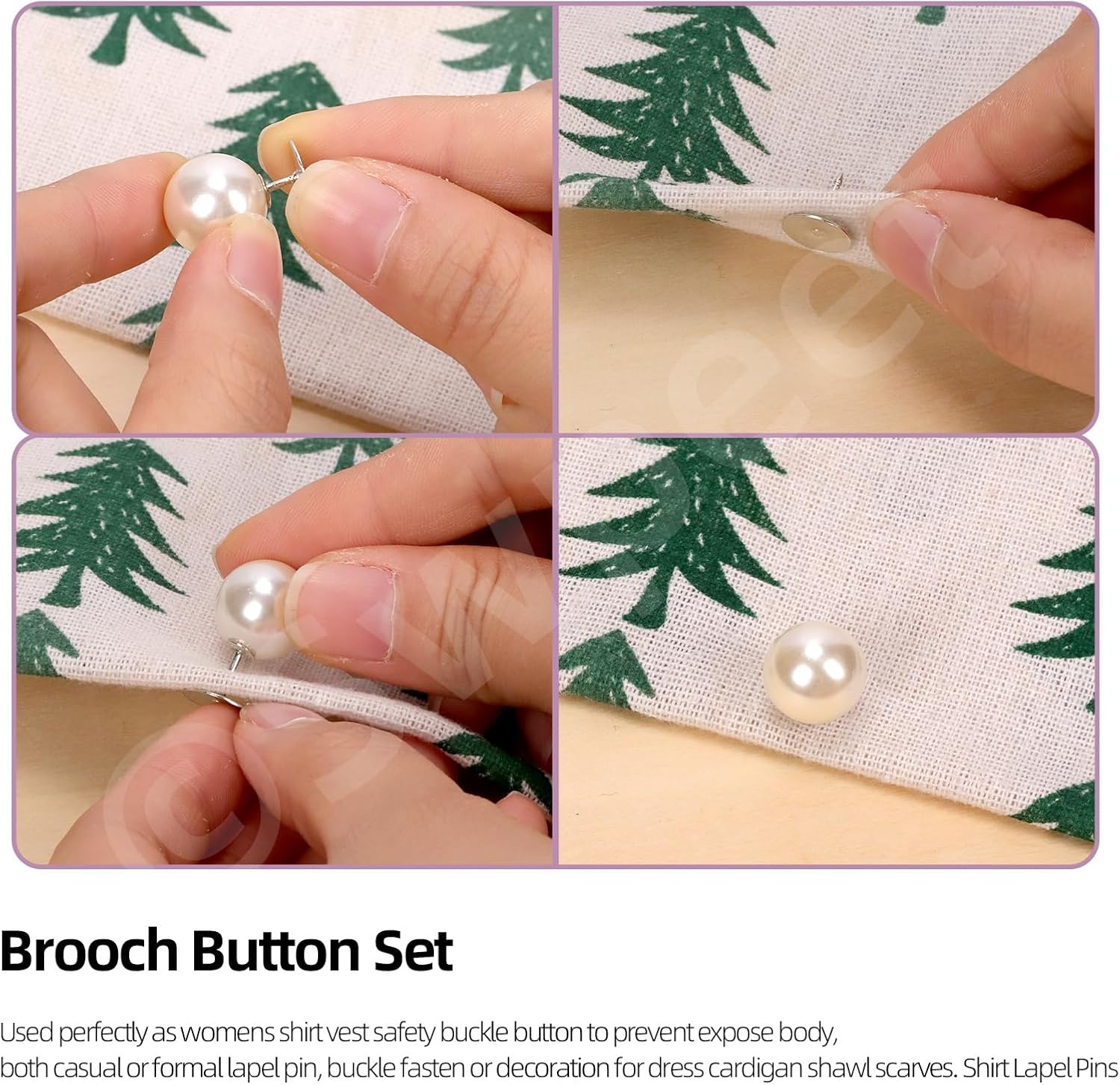 Swpeet 45Pcs 9 Styles No Sew Pearl Buttons Anti-Exposure Fixed Brooches Pearl Pins Women Shirt Brooch Buttons Cover up Button Pin Safety Brooch Buttons for Clothing Dress Sweater Shoes image number 4