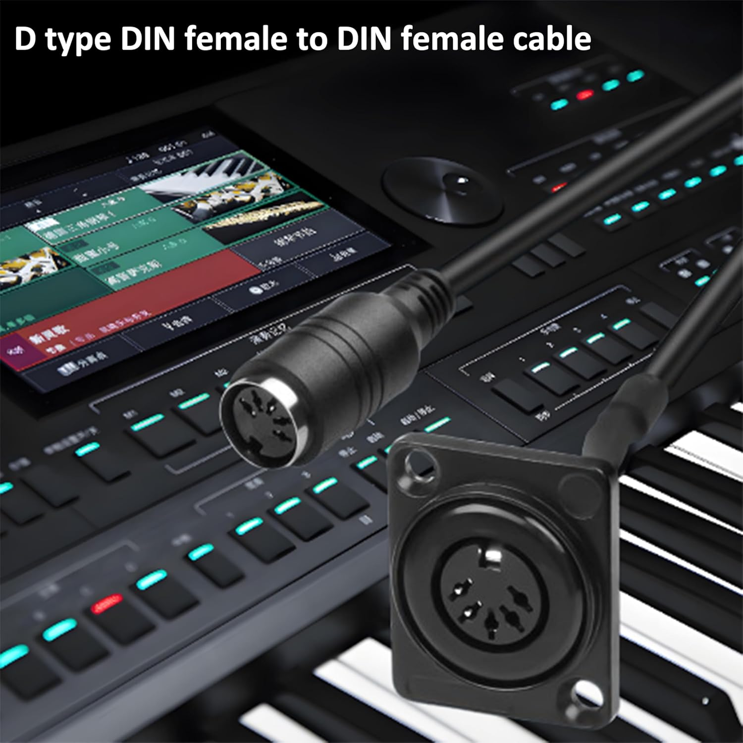 D-Type DIN 5 PIN MIDI Cable Female to Female Extension Cord Panel Mount 5 PIN Female Audio Adapter Cable,Digital Conference Room Audio for Keyboard Synth,Midi Guitar and Other Music Gear