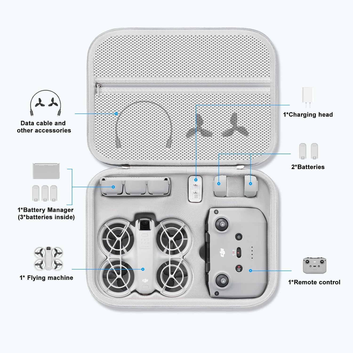 Portable Storage Bag with Carry Strap, Carry Bag for DJI Neo, Portable PU Travel Bag for DJI Neo Drone Accessories image number 5