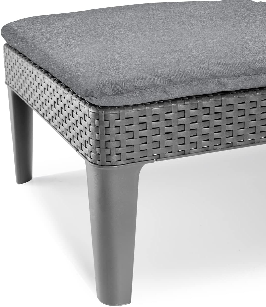 Keter 014 Jaipur 4 Positions Sun Lounger with Cushion, Graphite Gray/Cool Grey