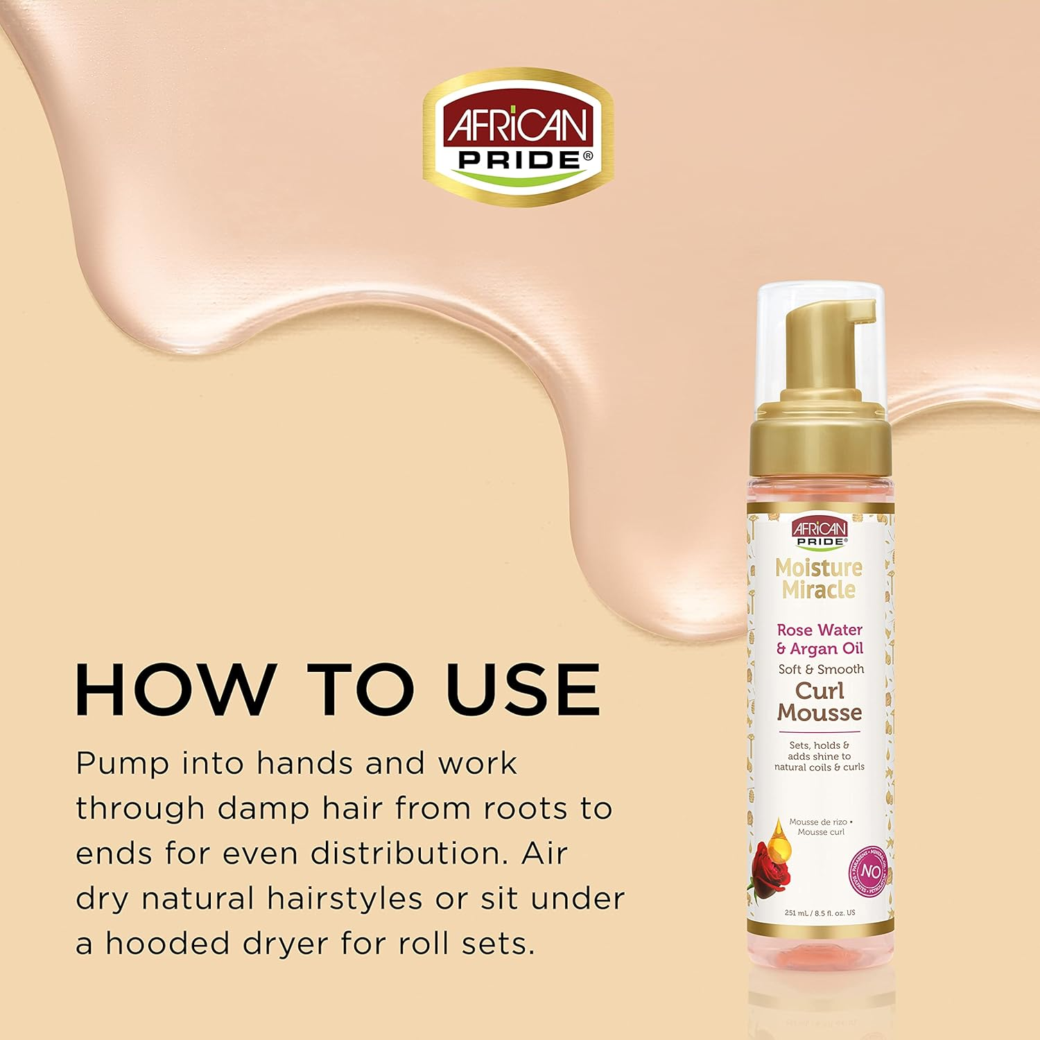 AFRICAN PRIDE Moisture Miracle Rose Water & Argan Oil Soft & Smooth Curl Mousse image number 5