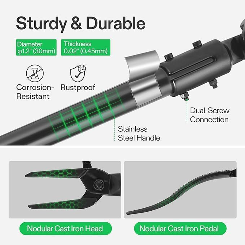 1.2M Weed Puller with 4-Claw Steel Head, Long Handle Weed Remover Hand Weeder Tool, 3 Lengths of Adjustable Garden Weeding Tools for Lawn Garden, Manual Weeding Tool without Bending or Kneeling (1.2M)