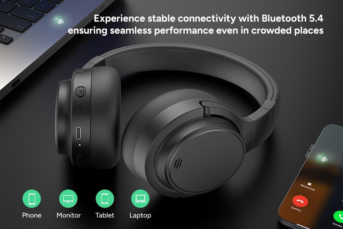 Kogan NC45 Pro Hybrid Noise Cancelling Headphones (Black) - KANC45PHBLK image number 3