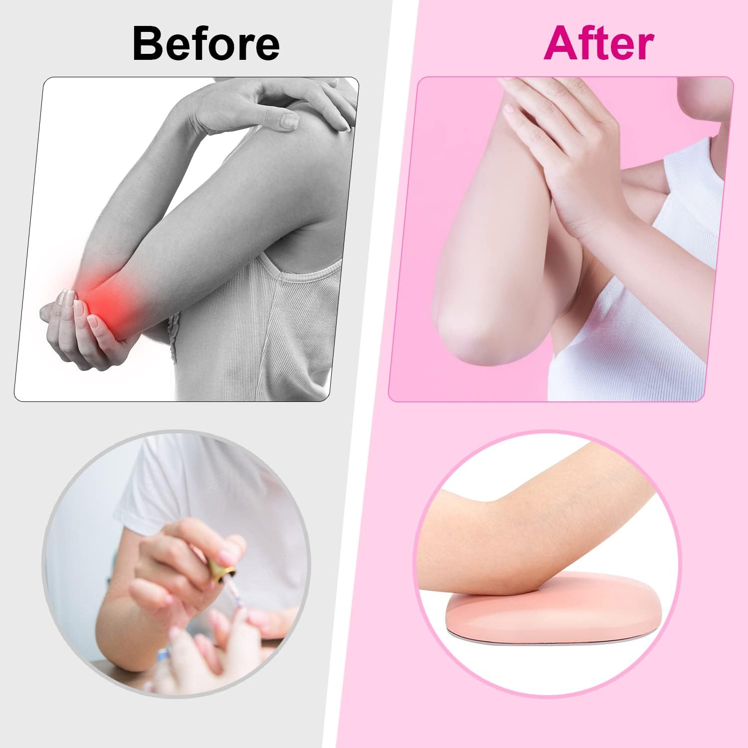 Nail Art Pillow for Elbow,Nail Arm Rest Pillow Cushion with Anti-Slip Pad,Manicure Hand Rest Holder for Nail Tech Table Manicurist Office Home Use (Pink) image number 5