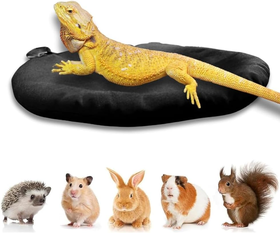 Washable Bearded Dragon Bed with Suction Cup,Soft Sleep Cushion Mat for Travel and Reptile Tanks, Car Animal Bed，Bearded Dragon Bedideal for Lizards, Leopard Geckos,Hamsters (Black) image number 6