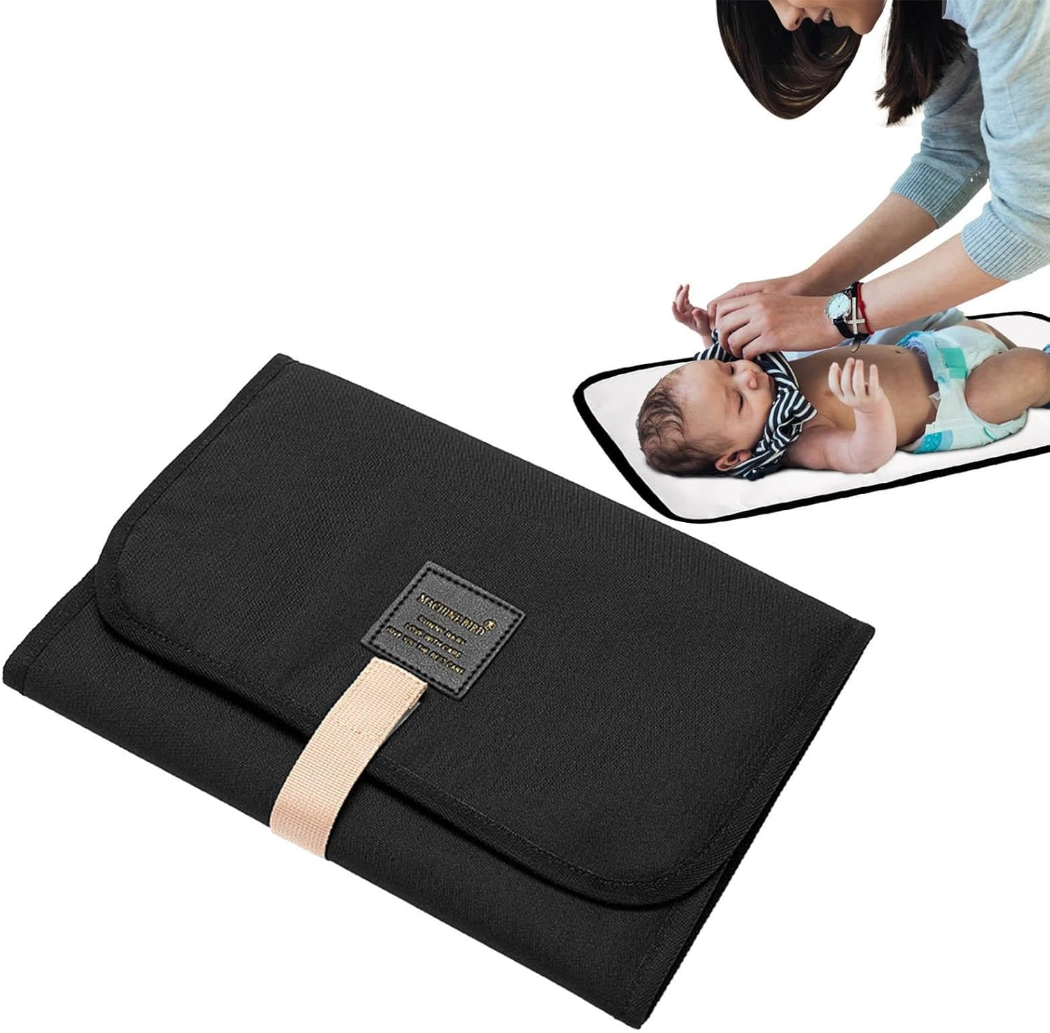 Baby Changing Mat, Portable Nappy Changing Mat, Travel Changing Mat, Baby Diaper Changing Pad, Changing Diaper Mat, Diaper Changing Mat, Foldable Changing Pad for Trips Travel Tours, Black - Gray image number 7