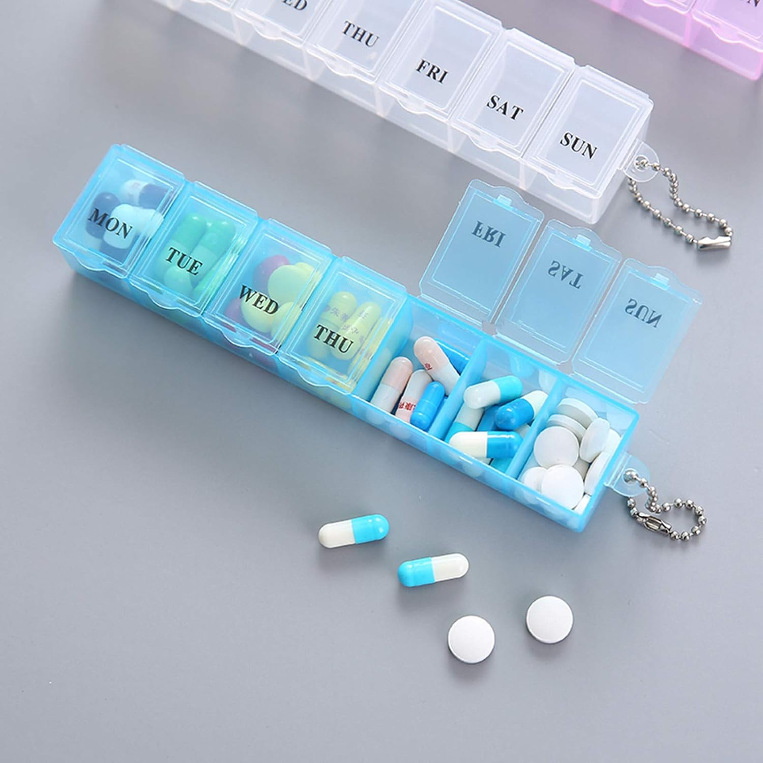 2 PCS Weekly Pill Organizer 7 Day Pill Box Organizer Medicine Box Tablet Dispenser Organiser Storage Case Portable Travel Pill Box Travel Medicine Organizer for Vitamin Fish Oil Supplements Medication image number 6