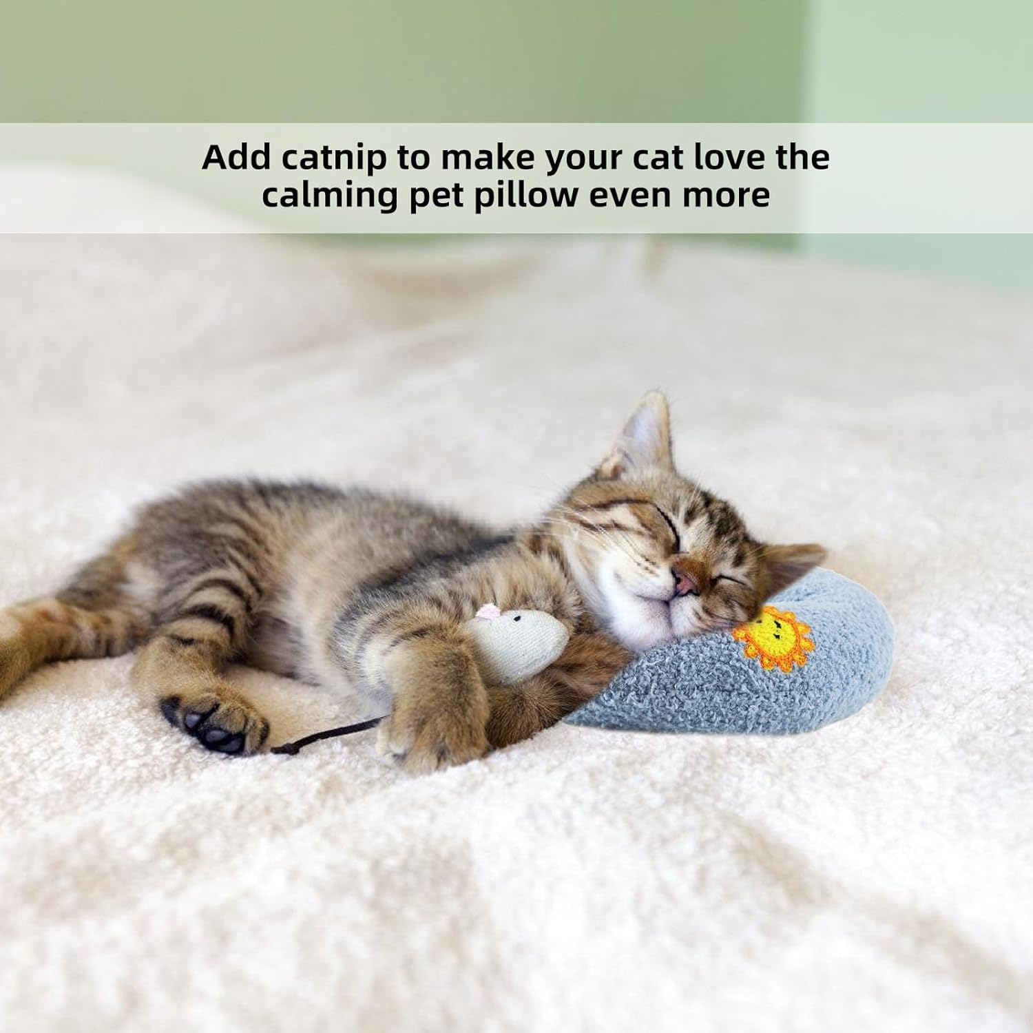 Pack of 3 Quiet Dog Neck Pillow for Pets Toy with Mint for Cats, U-Shaped Pillow to Protect Cervical Spine, Suitable for Sleeping, Playing, Pink, Yellow, Blue image number 3