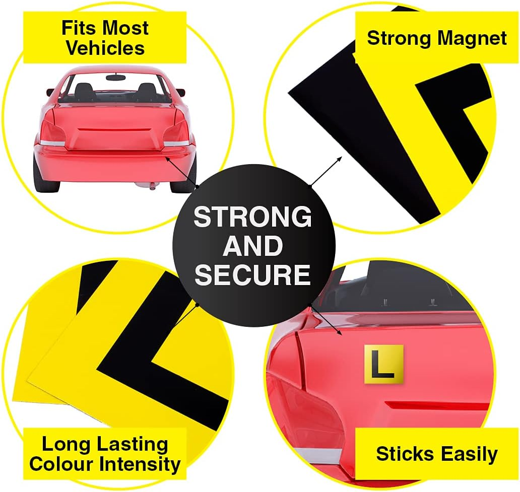 Handy Automotive All States Magnetic L Plate, Yellow (Pack of 2) image number 2