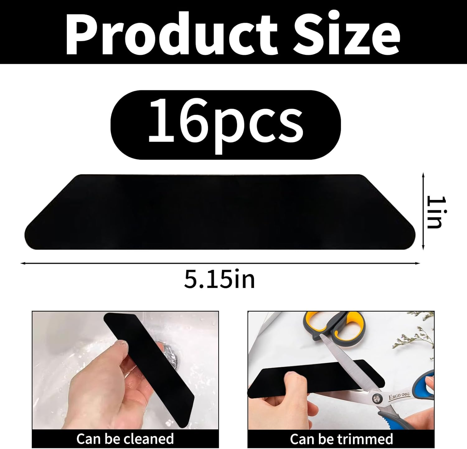 16Pcs Rug Carpet Non Slip Grippers, Reusable Rug Gripper for Hardwood Floors, Rug anti Slip Grips, Keep Corners Flat, Removable(Black) image number 4