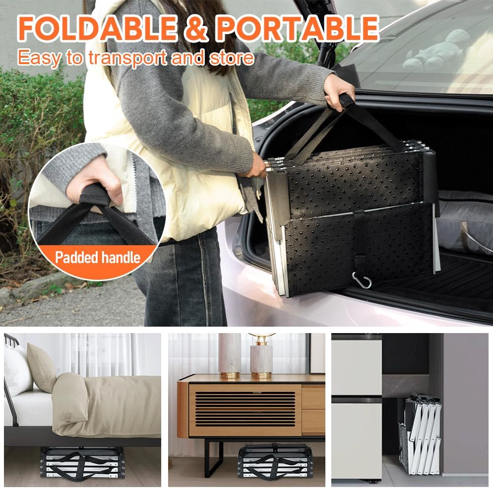 Melpet Folding Dog Stair Lightweight Aluminium Dog Ramp Adjustable Height 5 Steps Pet Ladder Loads up to 70Kg with Non-Slip Surface for Cars Trunk SUV Trucks image number 3