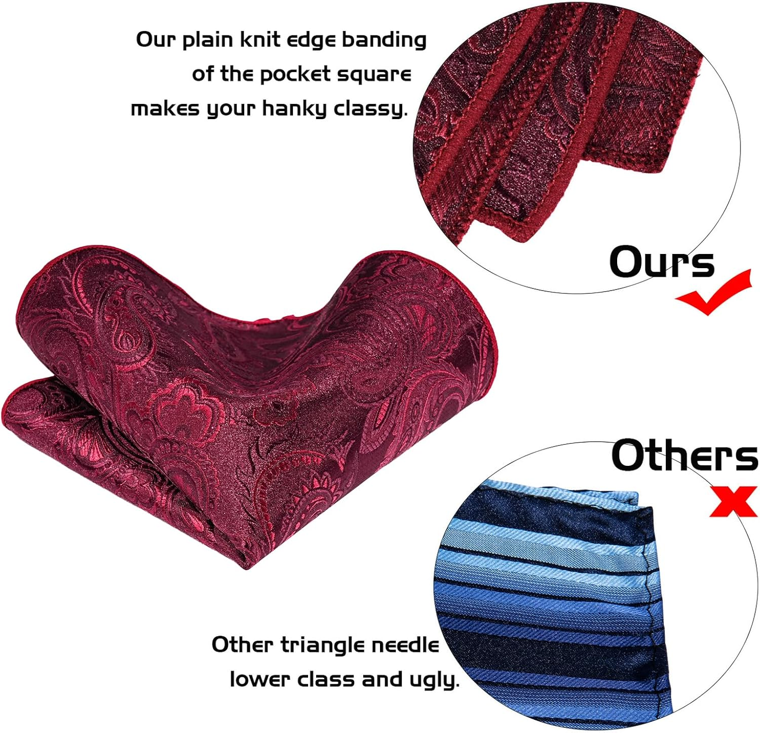 5PCS Paisley Tie and Pocket Square for Men, Silk Tie Handkerchief Cufflinks with Drilled Tie Ring and Lapel Pin Set image number 4