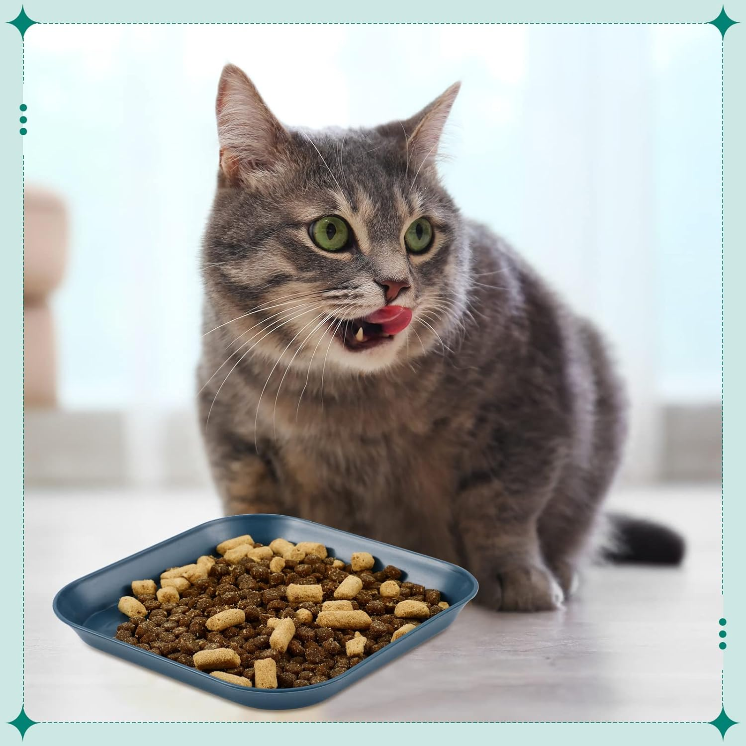 Gerrii 12 Pieces Whisker Fatigue Relief Cat Bowl 6 Inch Shallow Cat Food Dish Cat Wet Feeding Bowls Wide and Small Pet Plate for Kittens and Short Legged Cat, Wheat Straw (Vintage Colors,Square) image number 6