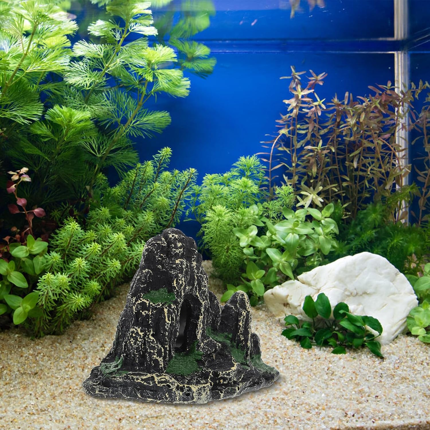 Bestonzon Artificial Hill Statue Resin Aquarium Decor Fish Tank Supply Landscape Ornament for Freshwater and Saltwater Aquatic Pets image number 1