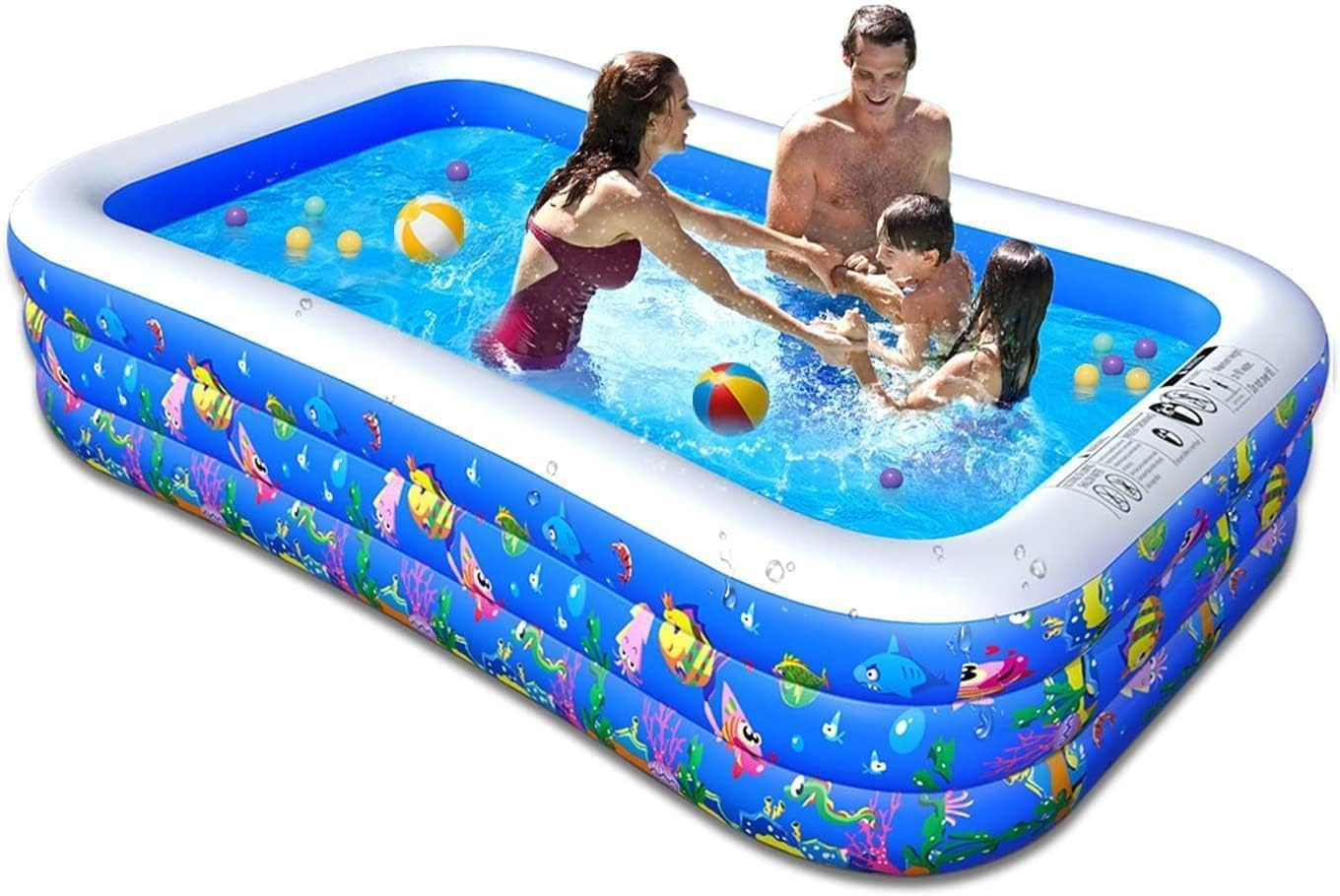 Inflatable Swimming Pool,123''&times;73''&times;22''Large Inflatable Family Lounge Pools Kiddie Pools for Summer Water Party Bpa-Free above Ground Blow up Kiddie Pool Ball/Sand Pit,Backyard Outdoor Indoor image number 2