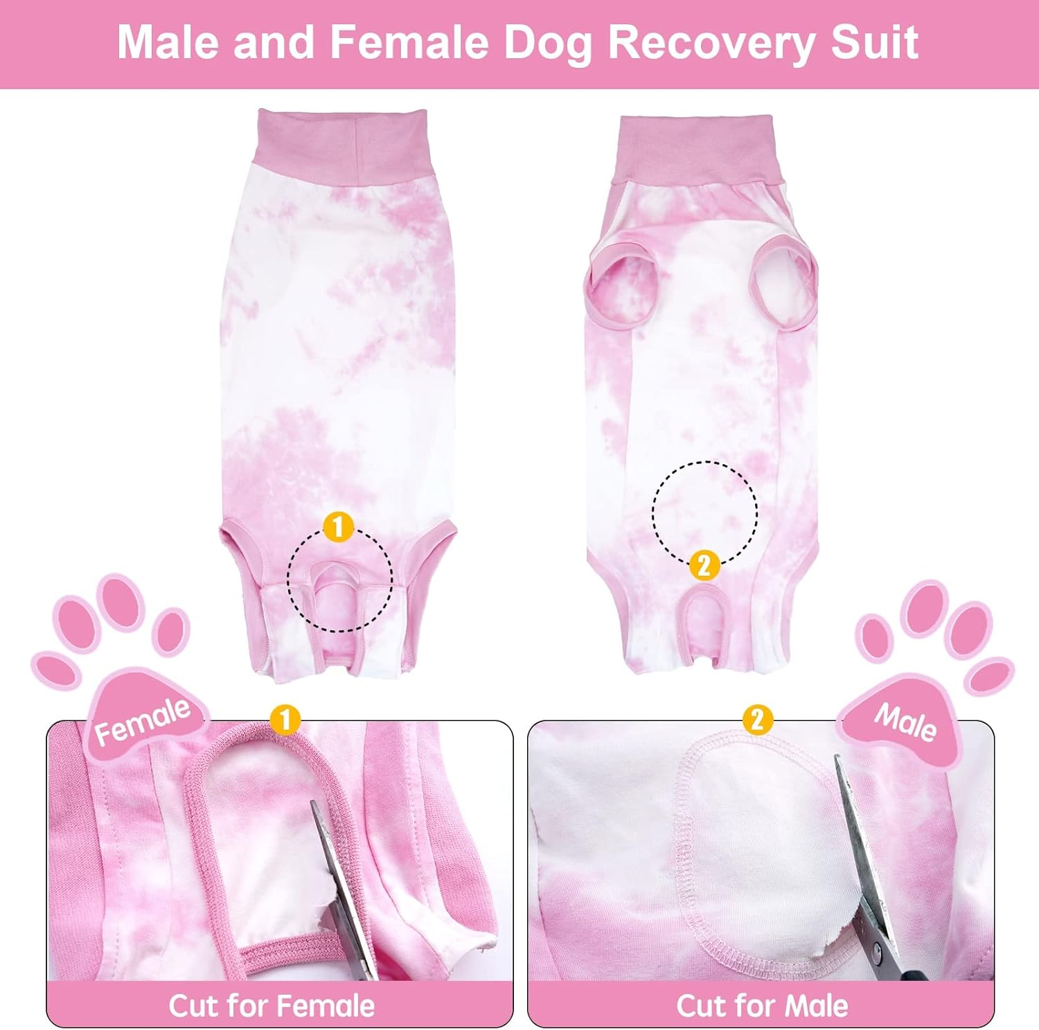 KIKNIN Recovery Suit for Dogs after Surgery, Post Spay, Neuter, Body Suit for Male and Female Dogs, Abdominal Wound Puppy Surgical Clothes, Prevent Licking Dog Onesies Post-Operative Vest (Pink, M) image number 5