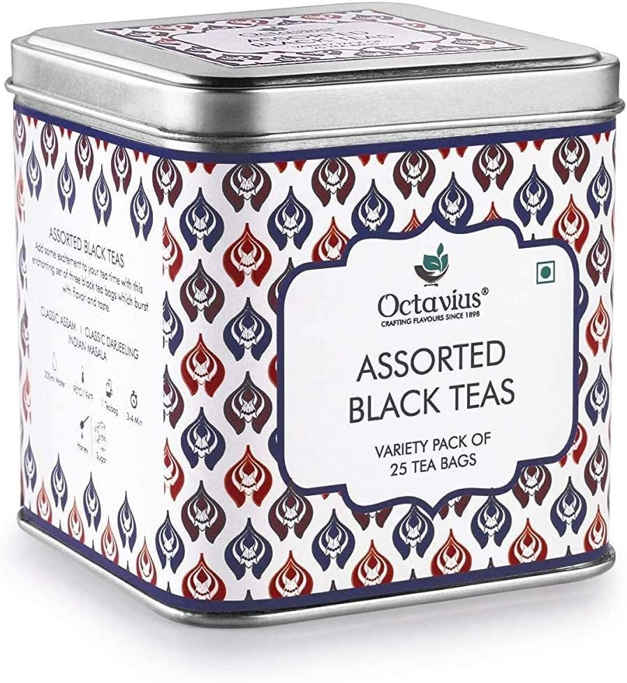 Octavius Black Tea Sampler Variety Pack | Rich Antioxidant | Helps in Weight Management Support | 25 Tea Bags image number 5