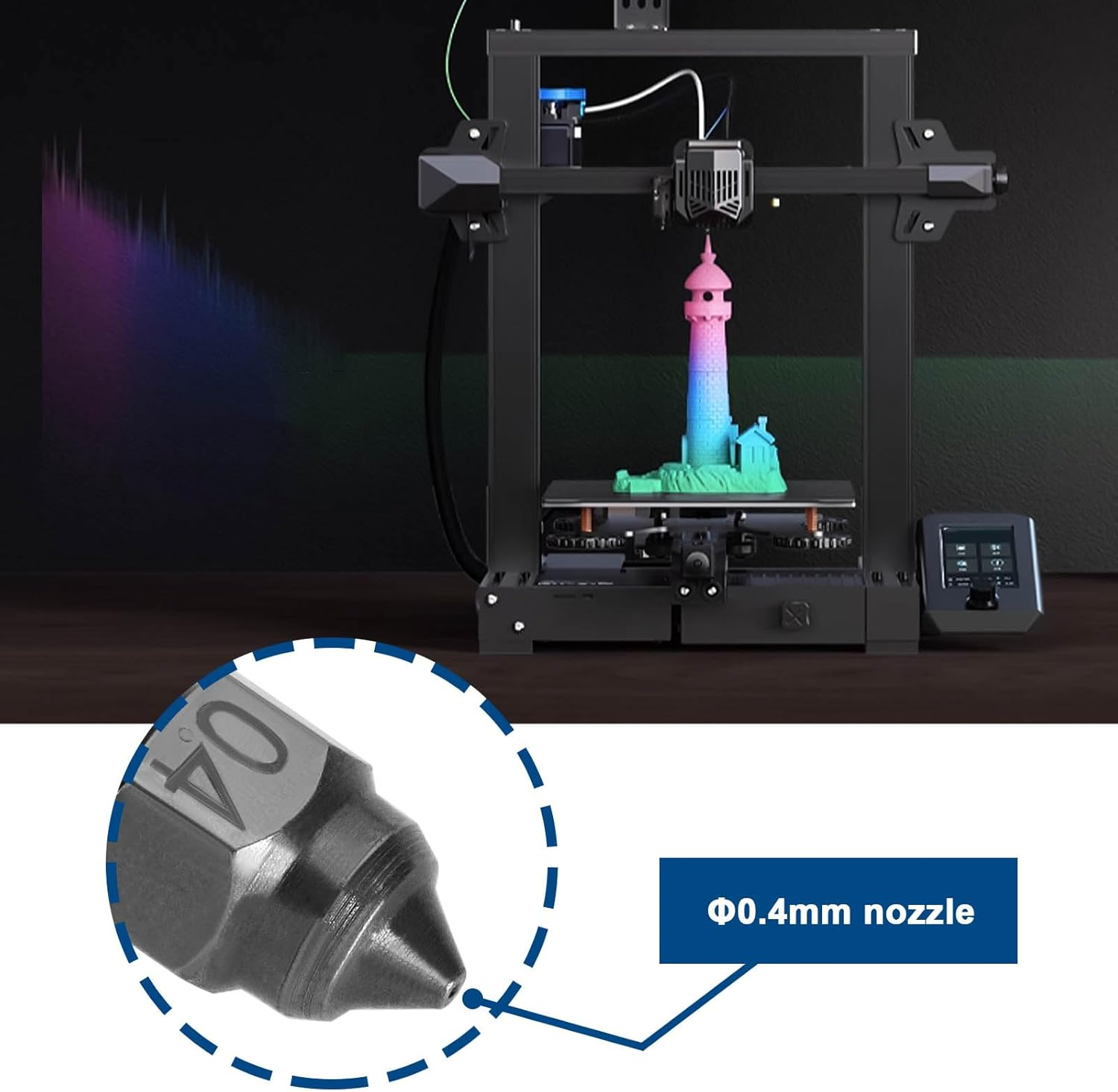 Emagtech 2Pcs 3D Printer Nozzle Hardened Steel Nozzle 0.4Mm Nozzle Compatible with CR6 SE Ender3 V2 Pro Ender 5 plus Pro CR10 3D Printer Accessories