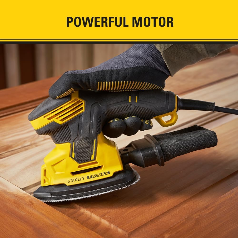 STANLEY FATMAX | 120W Detail Sander - up to 14,000OPM, Dust Collection System, Dust Sealed Switch, 1Xdust Canister, 2Xmesh Sheets, 1Xmesh Finger Sheet, 1Xdiamond Tip, 1Xfinger Attachment Softbag image number 5