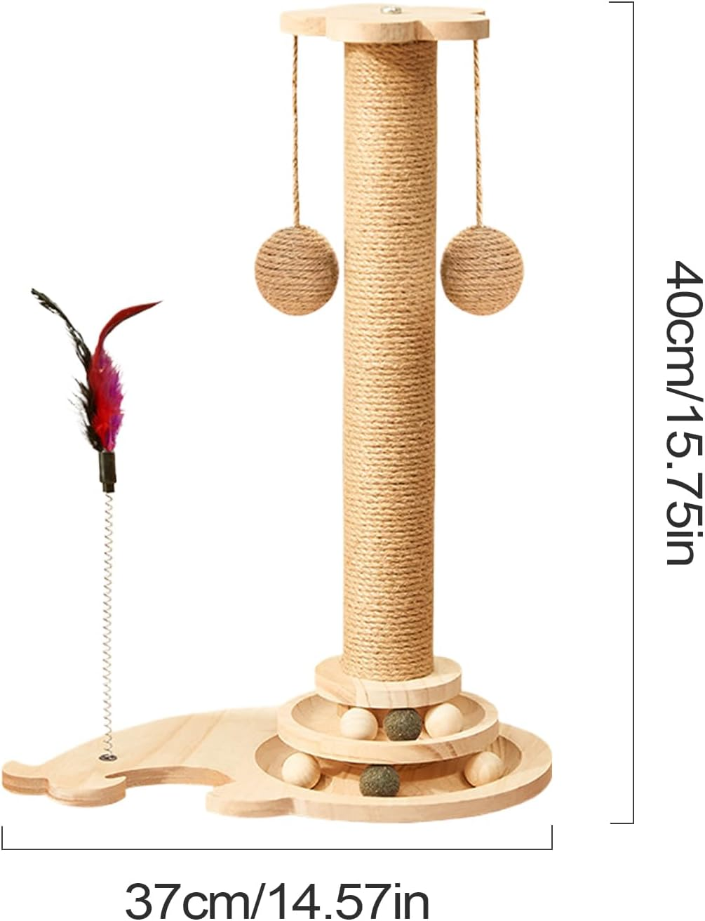 Cat Post Scratcher | Indoor Cat Puzzle Toy | Multifunctional Pet Teaser Toy for Physical Exercise, 4-In-1 Kitten Scratcher Post image number 6