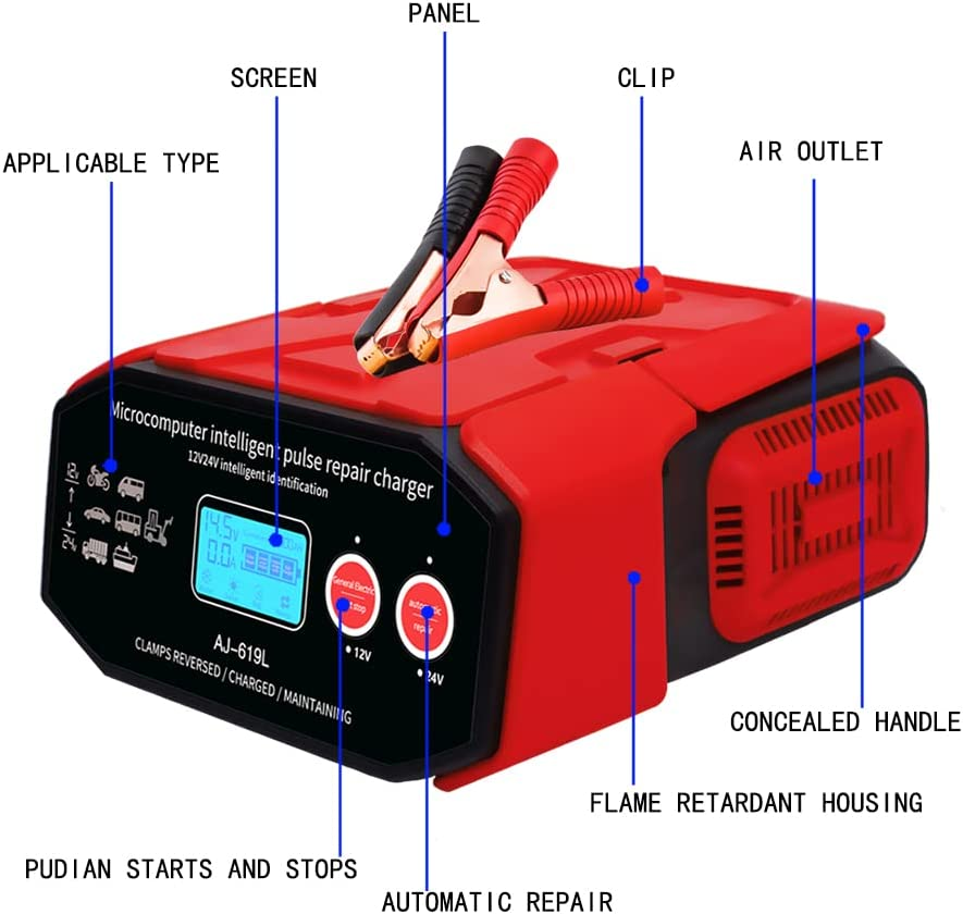 Smart Automatic 12V 24V 30A 400W Car Battery Charger, Maintainer Trickle Charger with LCD Display, Suitable for Car Truck Van Boat Lead-Acid AGM AU Plug image number 4