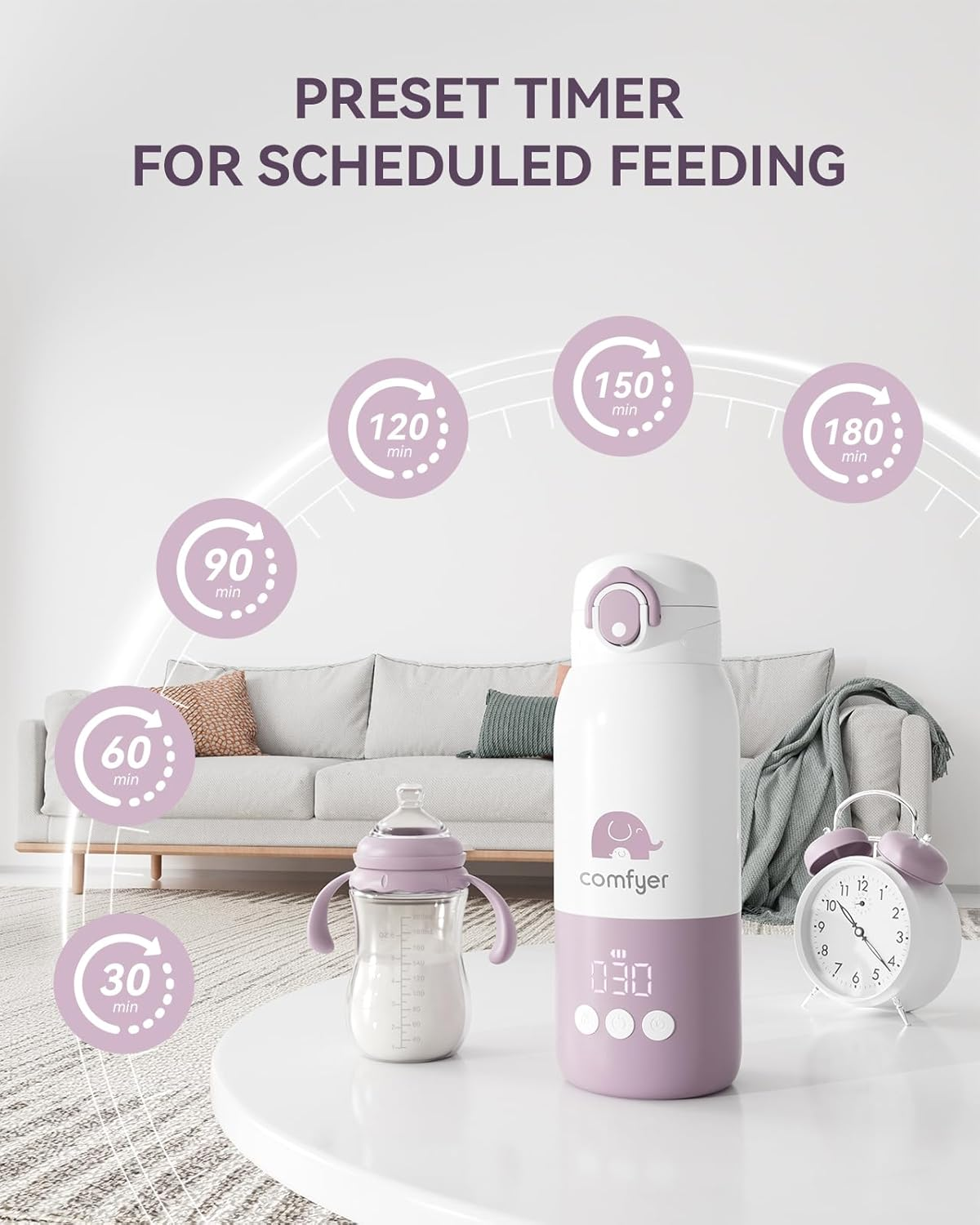 Portable Bottle Warmer on the Go for Baby, Fast Heating and Long Battery Life 12000 Mah, Two Heating Modes for Breast Milk and Water, 340 Ml Capacity, for Car and Plane Travel image number 1