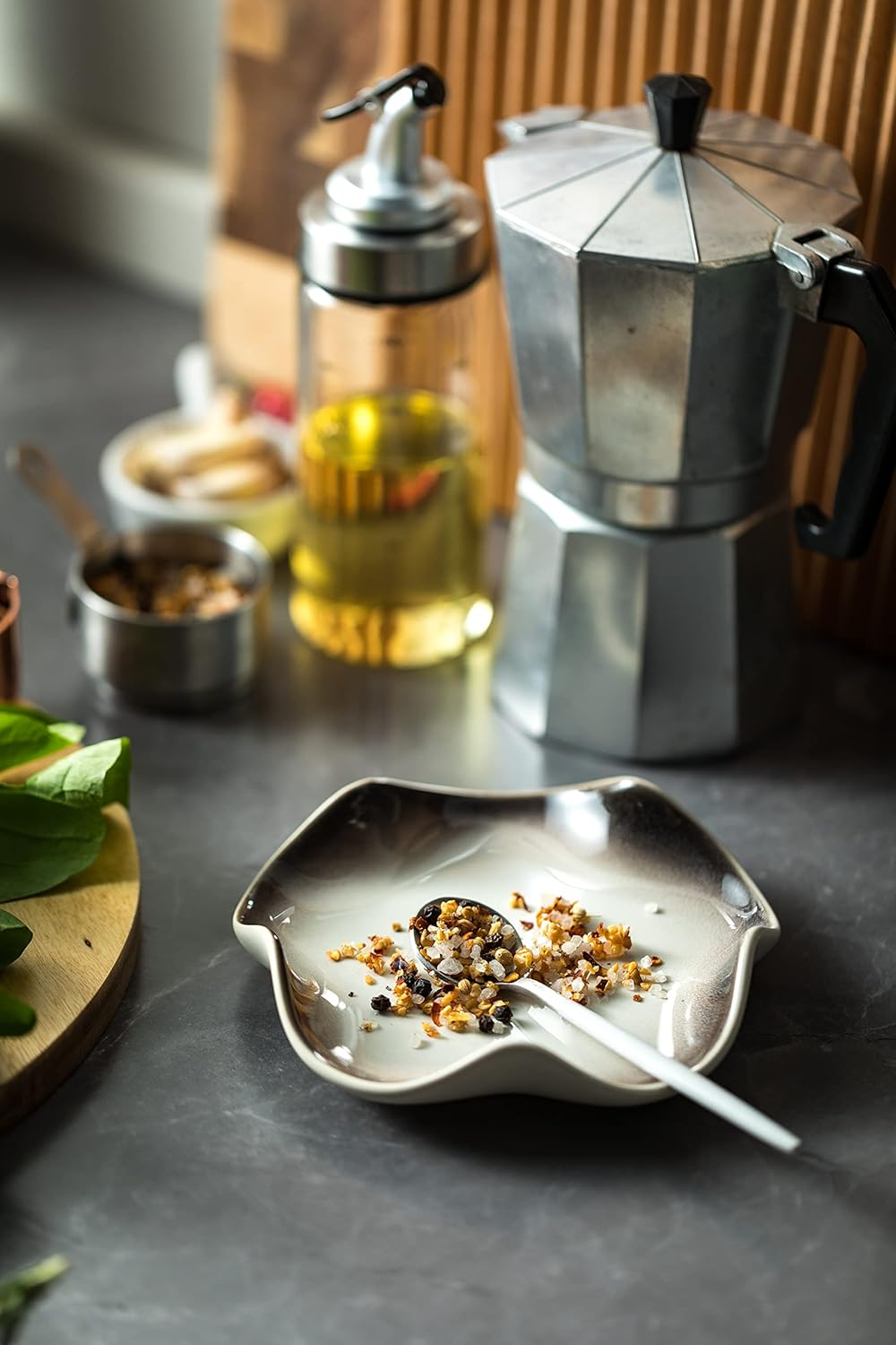 Ceramic Spoon Holder for Stove Top, Cute Coffee Spoon Rest with Ruffled Edge for Coffee Bar, Cooking Stove Spoon Holder for Multiple Utensils, Modern Kitchen Decor Housewarming Christmas Gift image number 4