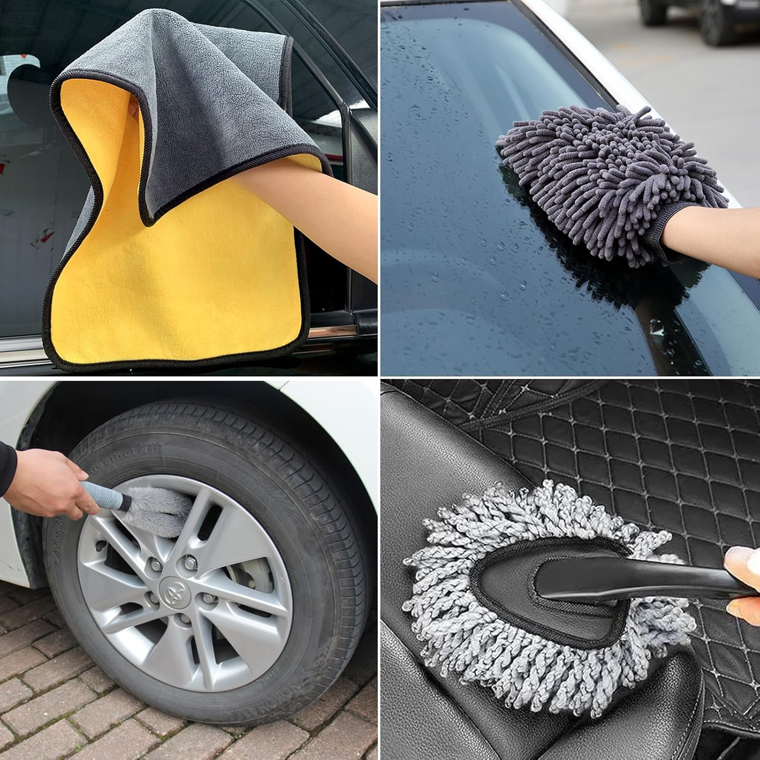 14 Pcs Car Wash Kit with Collapsible Bucket, Car Washing Tools for Car Cleaning, with Storage Bag