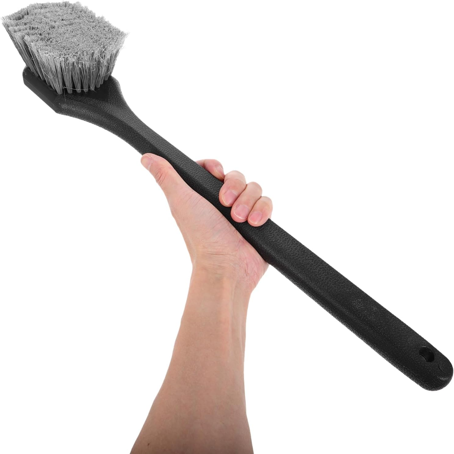 GARVALON Long Handle Rim Cleaning Brush with Strong Plastic Handle Tire and Wheel Brush for Car Detailing Suitable for Automotive Tire Care and Rim Cleaning image number 3