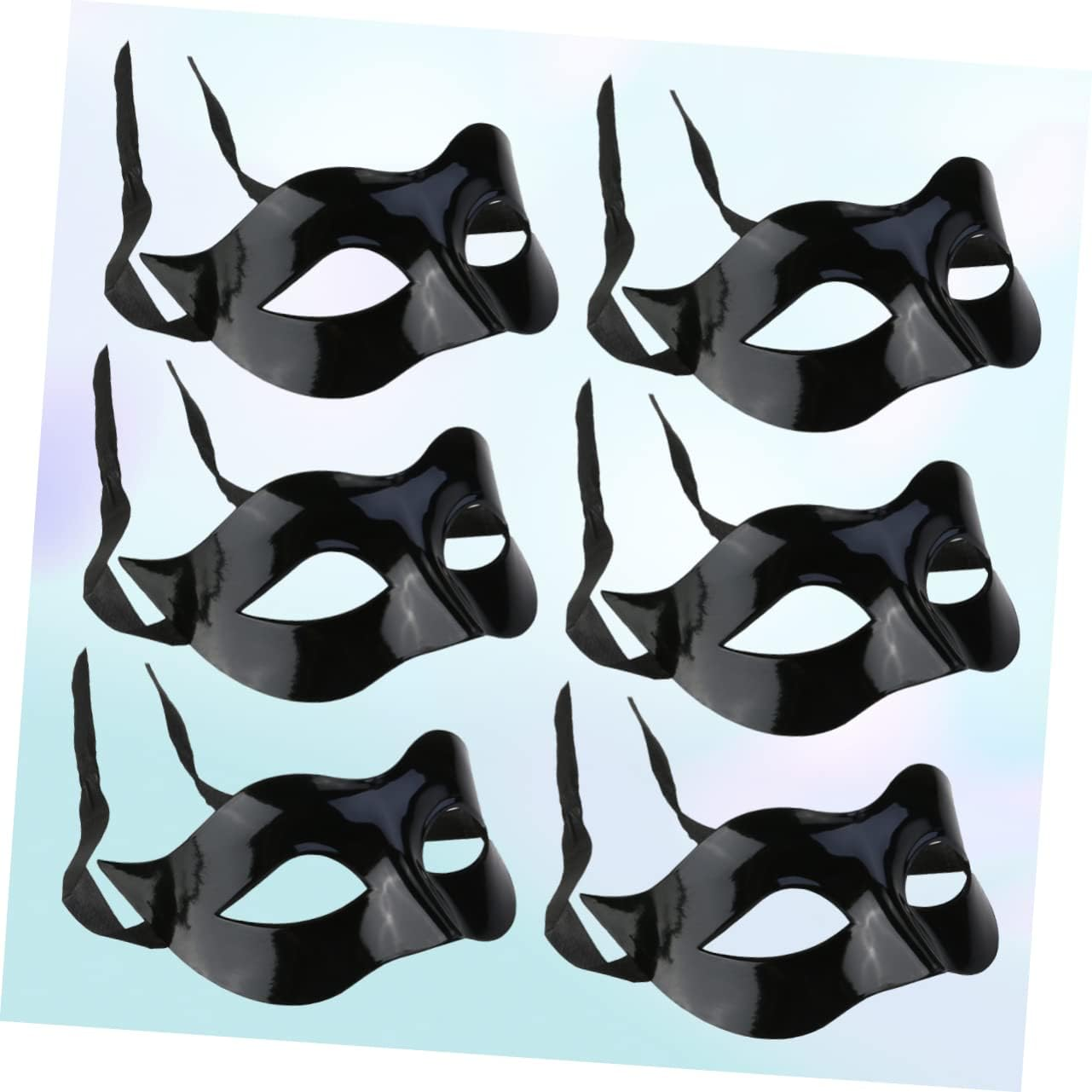 SHOWERORO 6Pcs Black Half Face Mask for Men Plastic Eye Mask Masquerade Cosplay Party Costume Accessory image number 2