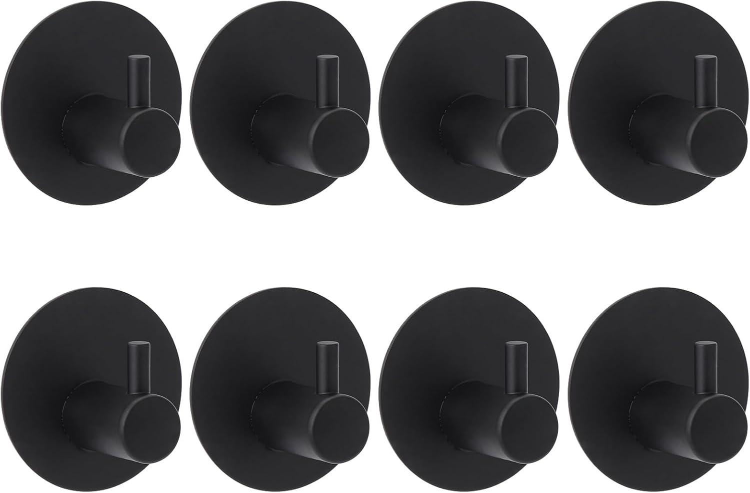 BTYMS 8 Pcs Stainless Steel Powerful Adhesive Hooks Black Load-Bearing Hook with Traceless Patch for Bathroom Kitchen and Wardrobe image number 5