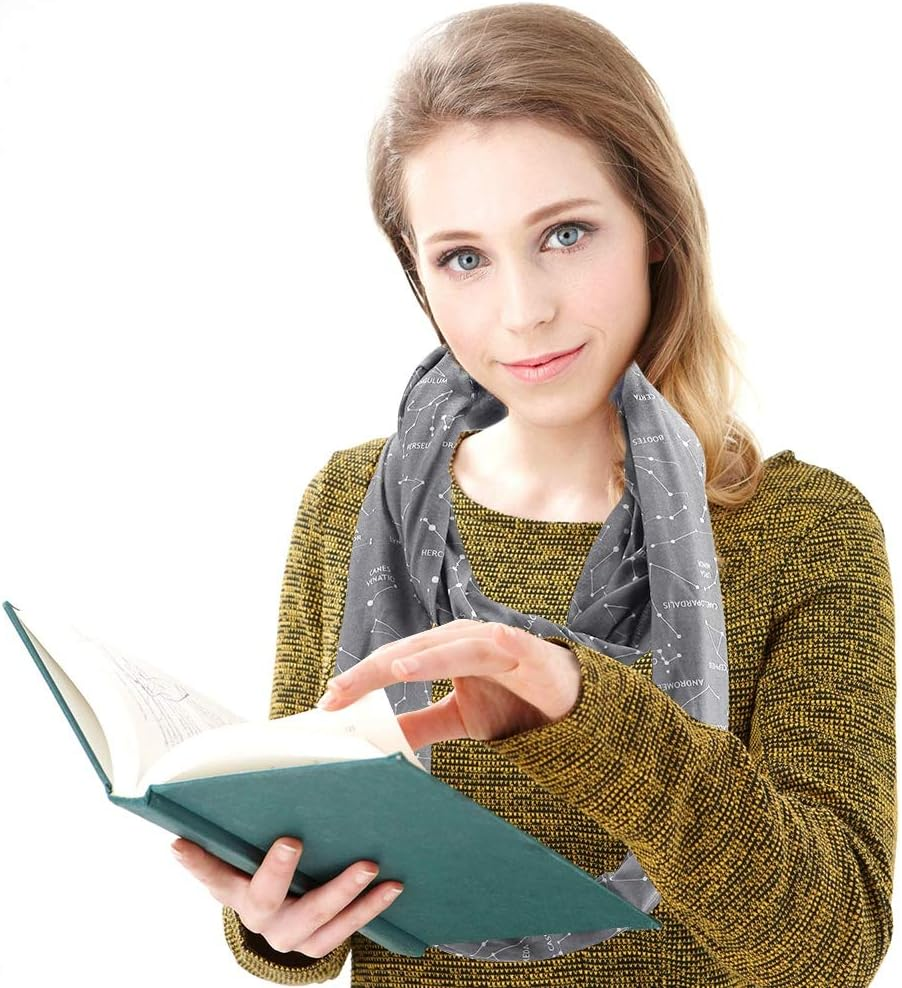 ANKROYU Star Pattern Loop Scarf Storage Bag with Zipper for Wallet Pocket Passport Travel Accessories Polyester Dark Blue Blue Grey Optional 165 180Cm (Grey)